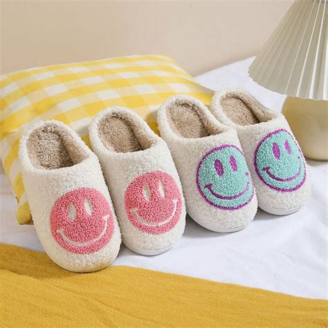 Pastel Smiley Face Slippers By Mochi Mart