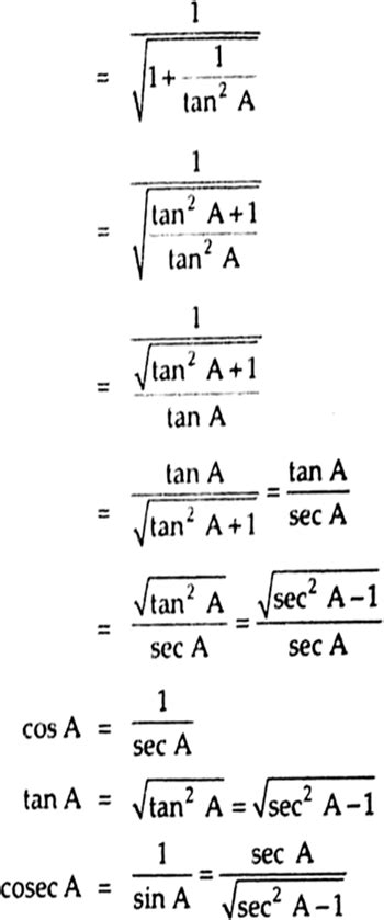 Write all the other trigonometric ratios of ∠A in terms of sec A ...