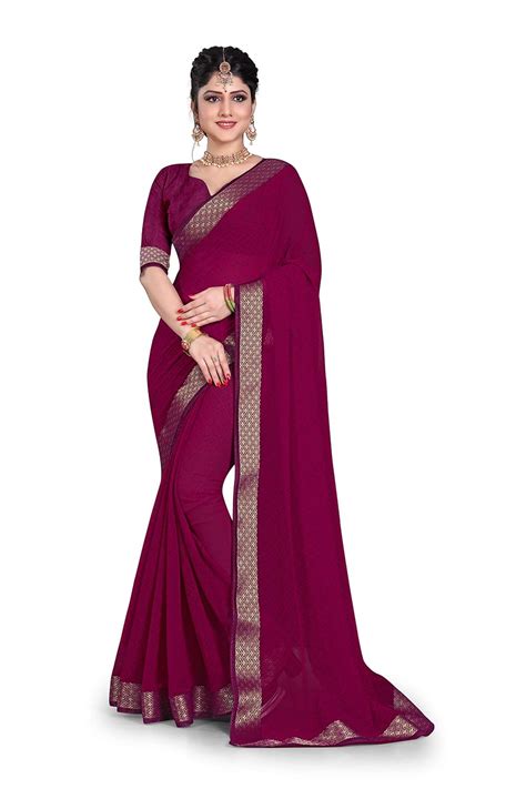 Buy Oomph! Women’s Georgette Sarees Fancy Georgette Sarees/plain ...