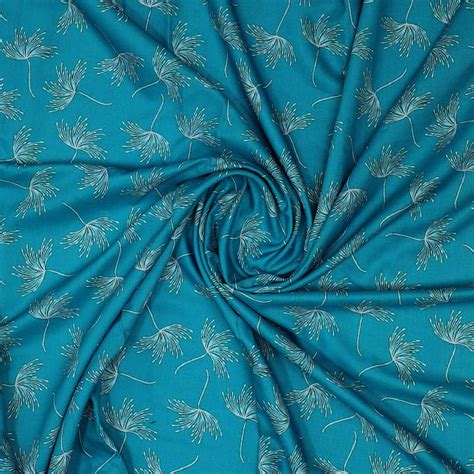 Teal Floral Printed Muslin Fabric Unstitched – FAB VOGUE Studio®