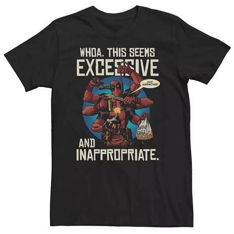 Big & Tall Marvel Deadpool "Excessive And Inappropriate" Arms Tee