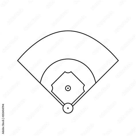 Baseball field diagram outline icon. Clipart image isolated on white ...