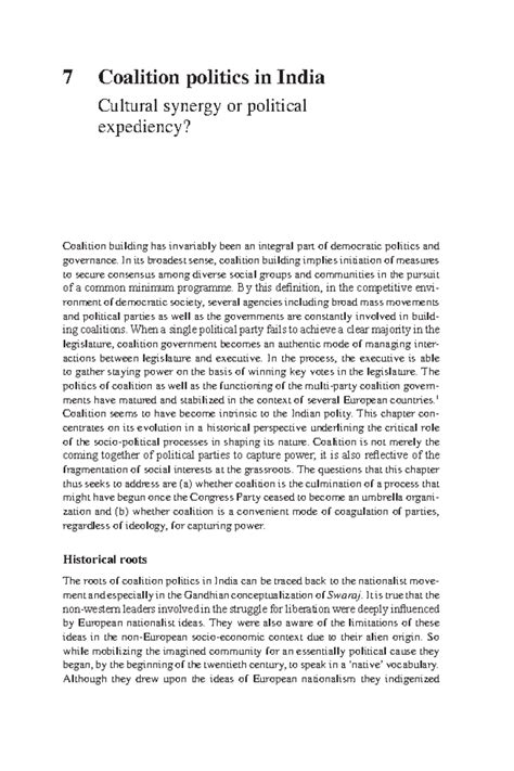 Coalition politics in India - Cultural synergy or political expediency ...