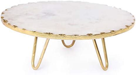 Buy NikkisPride Handmade Marble Cake Stand with Pure Brass Stand Cake ...