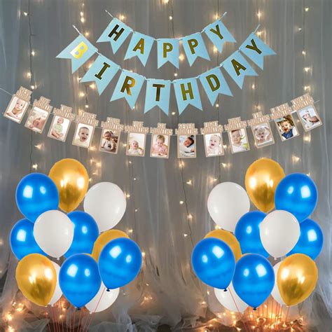 Party Propz First Birthday Decoration Items - Set of 33 Pcs 12 Months ...