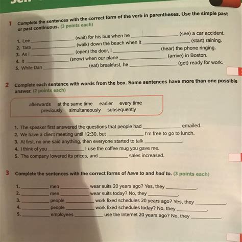 1 Complete the sentences with the correct form of the verb in ...