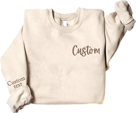 NAZENTI Custom Embroidered Sweatshirt, Add Your Own Custom Text, Design ...