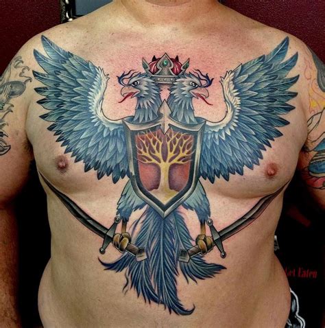 Double Headed Phoenix Chest Tattoo by David Mushaney: TattooNOW ...