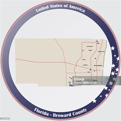 Ilustración de Mapa Del Condado De Broward En Florida y más Vectores ...