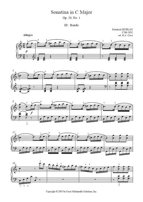 Kuhlau : Sonatina Op. 20, No. 1 (III) – Sheetmusic2print