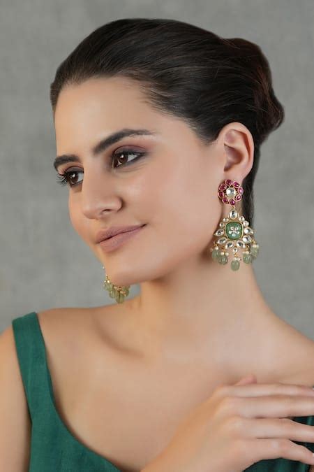 Buy Multi Color Diamonds, Stones Daisy Kundan Floret Earrings by ChhavI ...