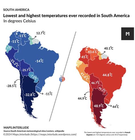 Highest & Lowest Temperatures Ever Recorded in South America - Brilliant Maps