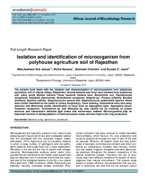 Isolation and identification of microorganism - Vol. 7(41), pp. 4886 ...