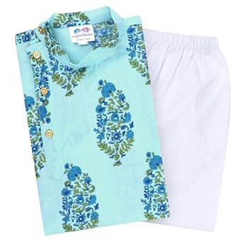 Buy superminis Boys Cotton Full Sleeves Side Open Sanganeri Printed ...
