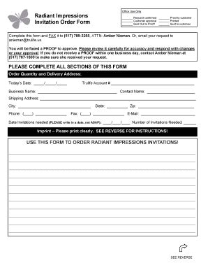 Invitation Order Form - Fill Online, Printable, Fillable, Blank | pdfFiller