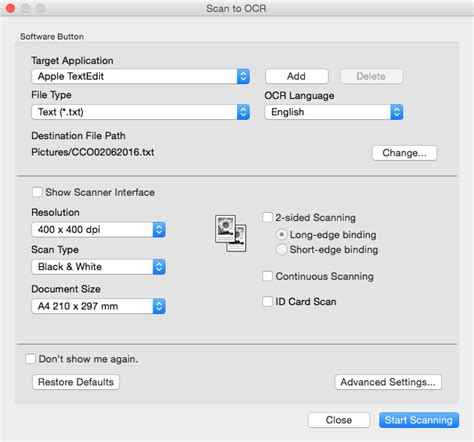 Scan to an Editable Text File (OCR) Using ControlCenter2 (Macintosh ...