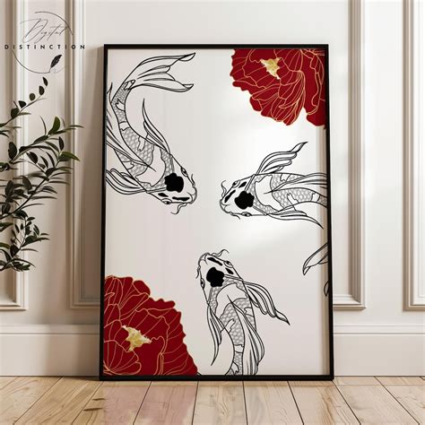 Buy Japandi Wall Art, Japanese Koi Fish, Digital Download, Living Room ...