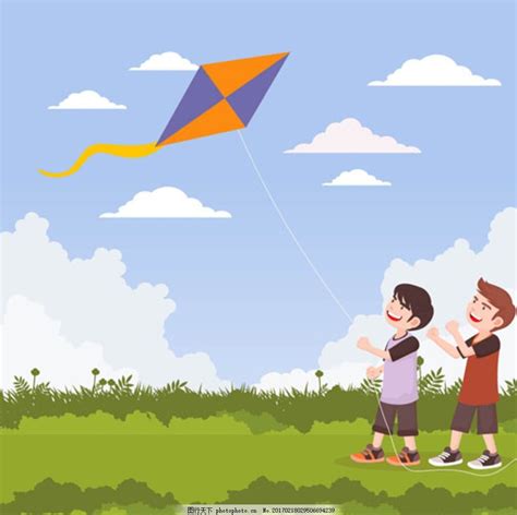卡通儿童节放风筝的男孩图片_设计案例_广告设计_图行天下图库