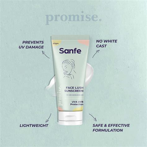 Buy SANFE PROMISE FACE LUSH SUNSCREEN FOR OILY & ACNE PRONE SKIN 60GM ...
