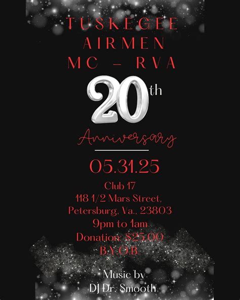 Tuskegee Airmen MC-RVA 20th Anniversary Party , Club 17 Inc, Petersburg ...
