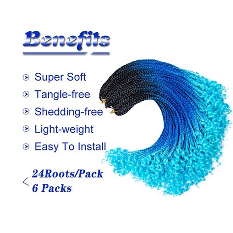 Buy Gottin Hair Box Braids Crochet Hair with Curly Ends Pre Looped ...