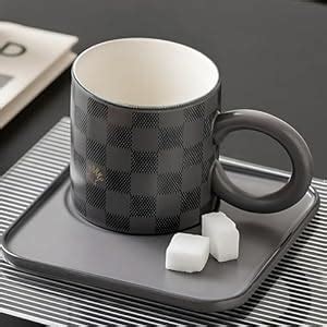 BonZeal Ceramic Premium Coffee Mug with Saucer Set Black Coffee Mug ...