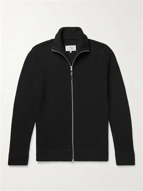 MAISON MARGIELA Ribbed Cotton and Wool-Blend Zip-Up Cardigan for Men ...