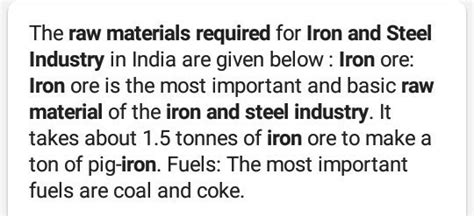 What are the raw materials required for the iron and steel industry ...