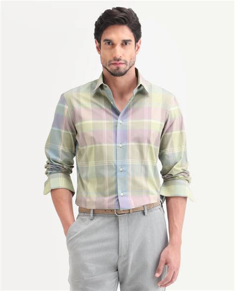Buy Rizi - Light Green Checked Regular Fit Shirt| Rare Rabbit