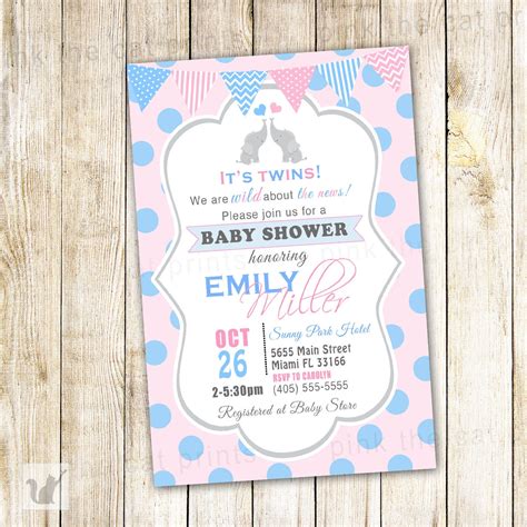 Blank Baby Shower Invitations For Twins
