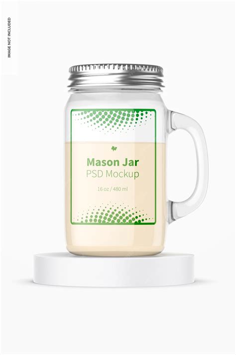 Premium PSD | 16 oz mason jar mockup, front view