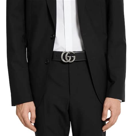 GG Marmont wide belt in black leather | GUCCI® CA