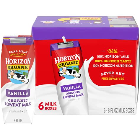 Horizon Organic Shelf-Stable 1% Low Fat Milk Boxes, Vanilla, 8 fl oz, 6 ...