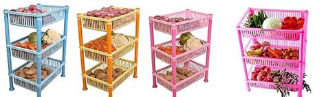Buy (1 Set) Vegetable Rack Plastic for Sabji | Multipurpose Stand ...