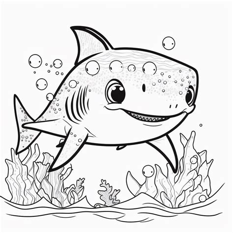 Shark Coloring Page Cute