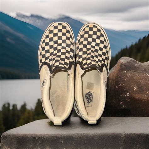 Vans black white Checkered slip on loafers youth 5 w… - Gem