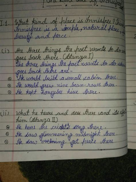 question answer of poem the lake isle of innisfree - Brainly.in