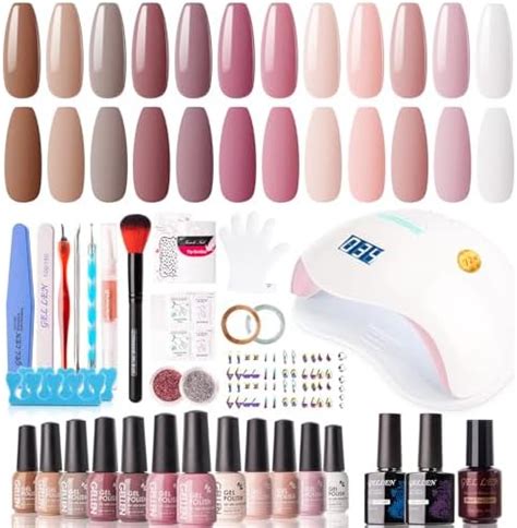 Buy Gellen 12 Colors Gel Nail Polish Starter Kit - with 72W UV/LED Nail ...