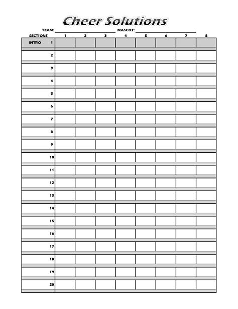 cheerleading 8 count sheet