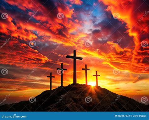 Golgotha Hill With Three Cross And Calvary Of Jesus Drawing In Ash Or ...