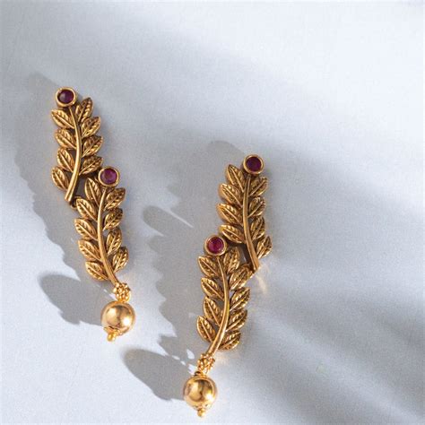 Buy Azba Leafy Antique Earrings | Tarinika - Tarinika India