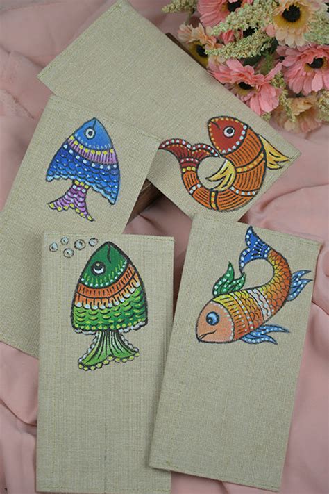 Jute Hanpainted Meen Envelope - Set Of 4 – Okhaistore