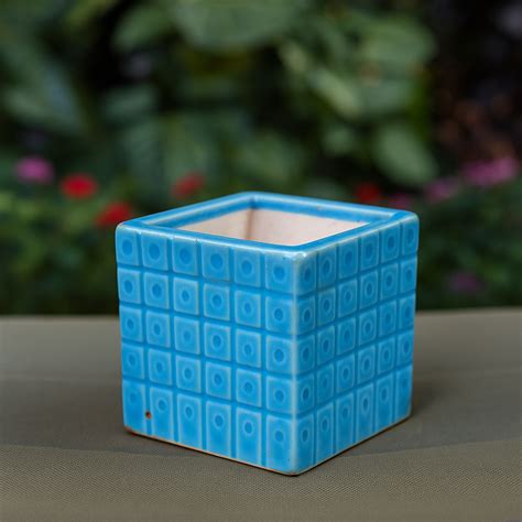 Blue Square Ceramic Planter – Plant Orbit