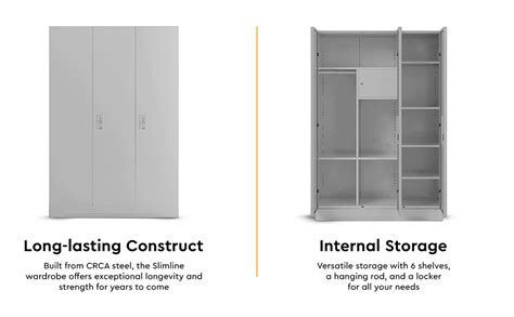 GODREJ INTERIO Almirah Slimline 3-Door Steel Almirah, Cupboard for ...