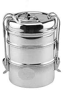 Buy Bhati Stainless Steel Clip Carrier Lunch Box, 3 Containers, Size ...