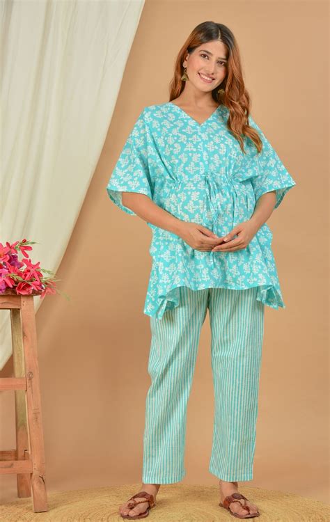 Aadi Keshav Nursing Kaftan Top - Pyjama Set – Sevya