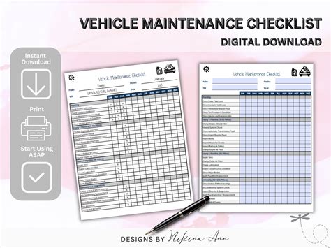 Vehicle Maintenance Checklist 的图像结果