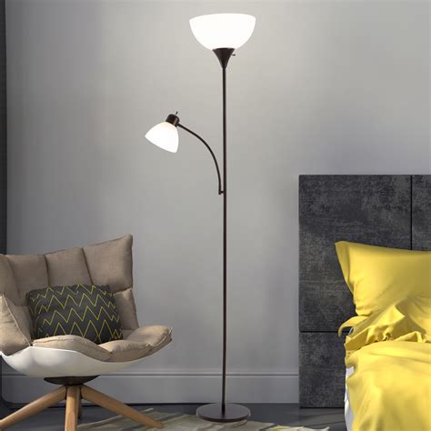 Torchiere Floor Lamp with Reading Light Sturdy Metal Base, Heat ...