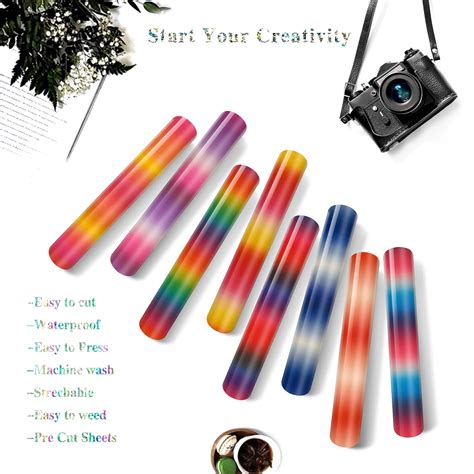 Tintnut Gradient-Ombre Heat-Transfer-Vinyl Reflective HTV- 8 Pack 12x8 ...