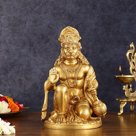 Buy Pure Brass Lord Hanuman idol 9 inch - Budhshiv.com